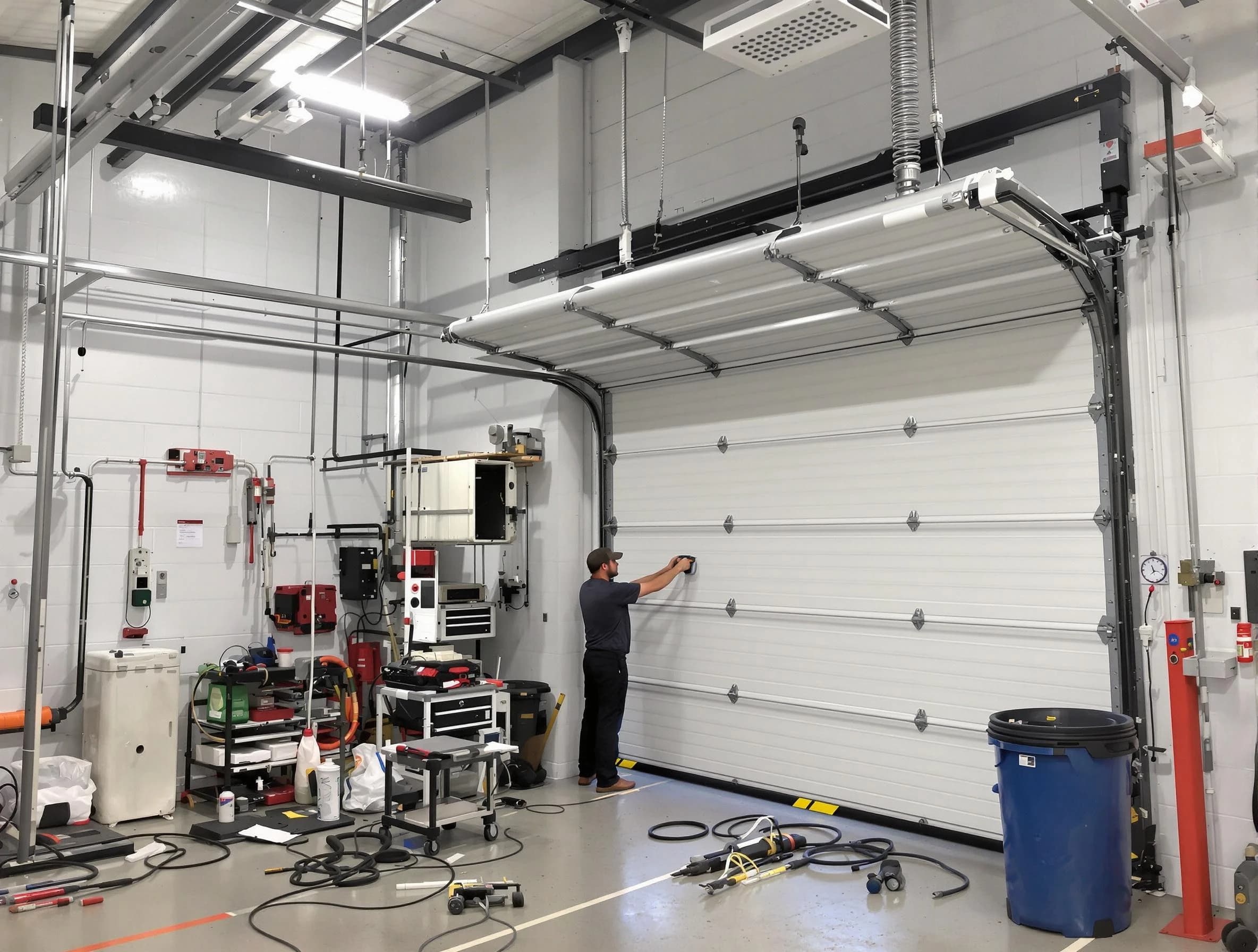 Taylorsville Garage Door Repair certified technician performing commercial door repair at a Taylorsville business facility