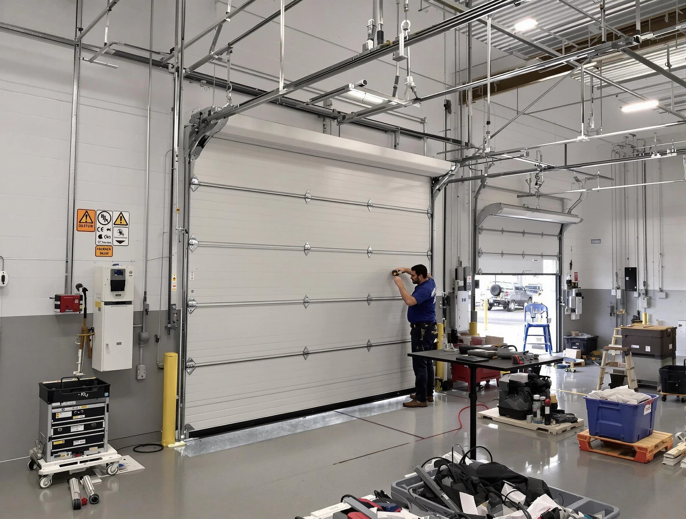 Commercial garage door repair being performed by Taylorsville Garage Door Repair expert in Taylorsville