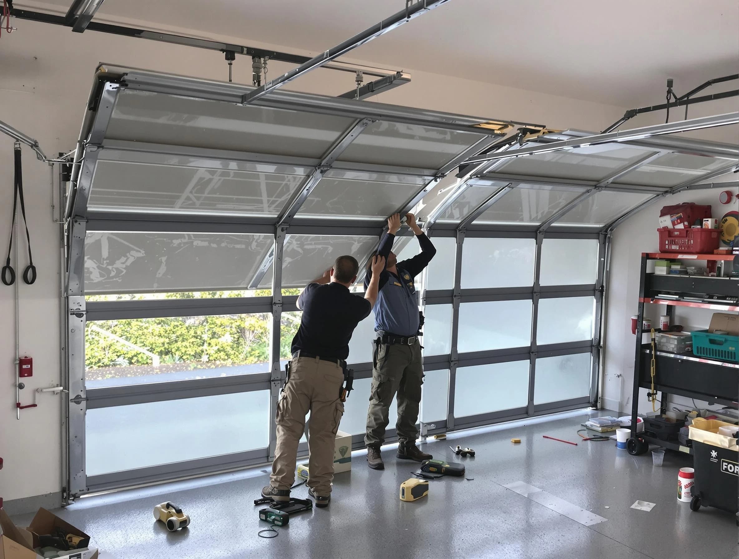 Taylorsville Garage Door Repair expert performing precise panel replacement on Taylorsville garage door