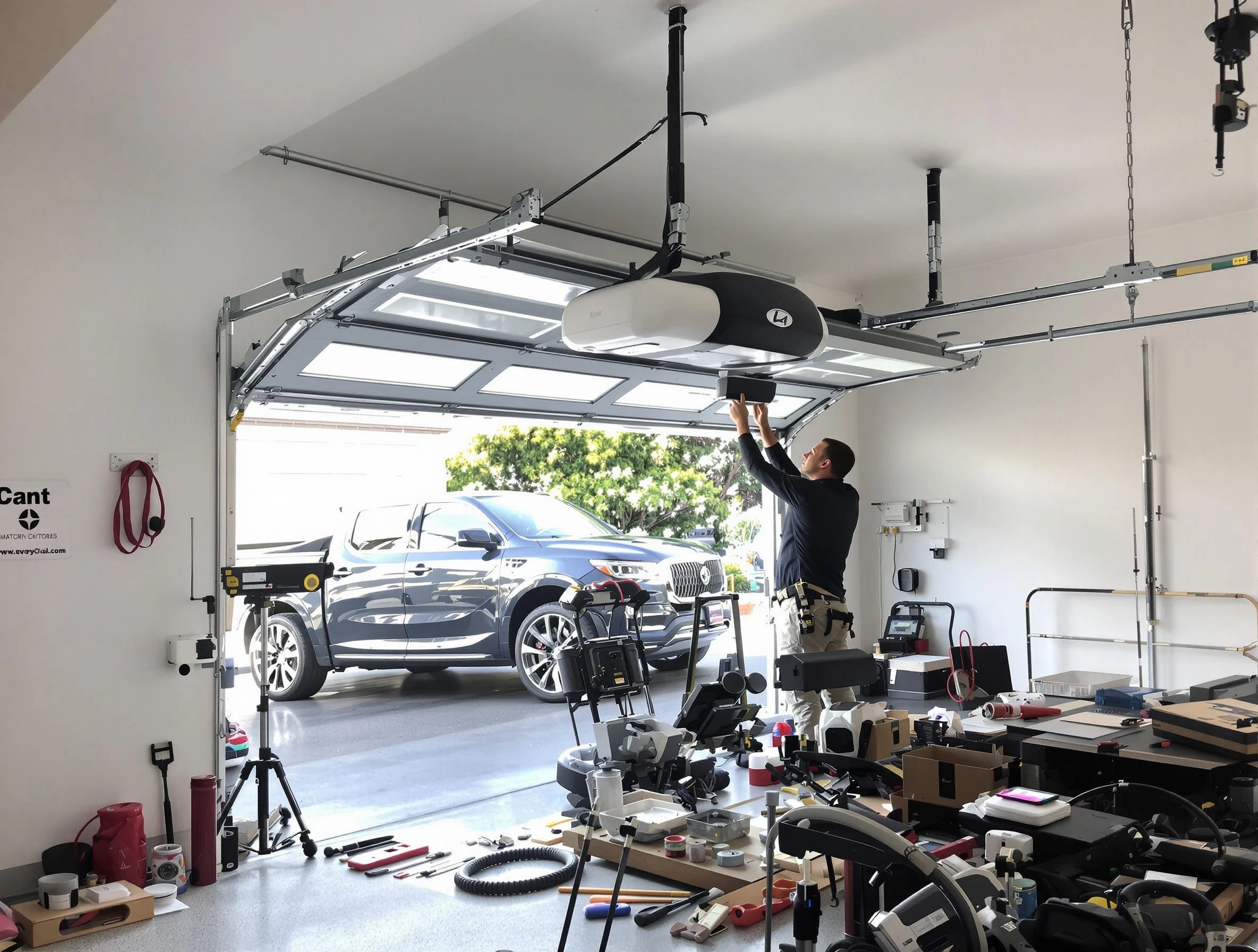 Taylorsville Garage Door Repair specialist installing smart garage door opener system in Taylorsville home
